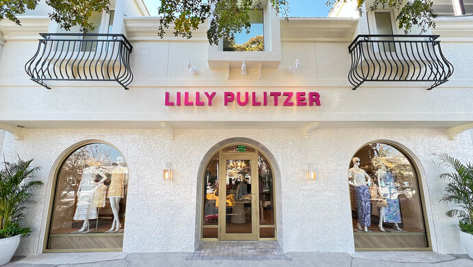 Renovated Lilly Pulitzer storefront at St. Armands Circle in Sarasota.