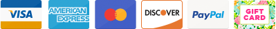 Payment Options: Visa, MasterCard, Discover, PayPal, Gift Card, & AMEX